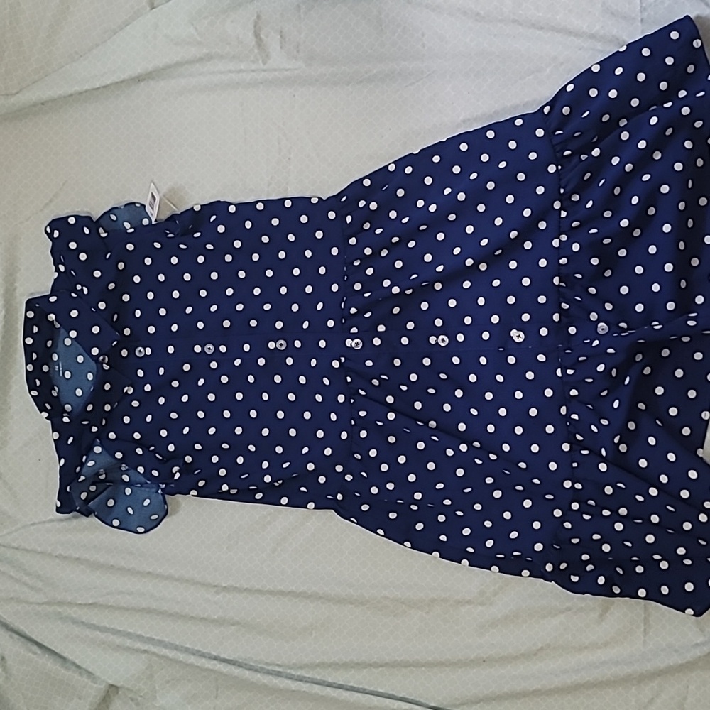 Navy blue white polkadot dress
